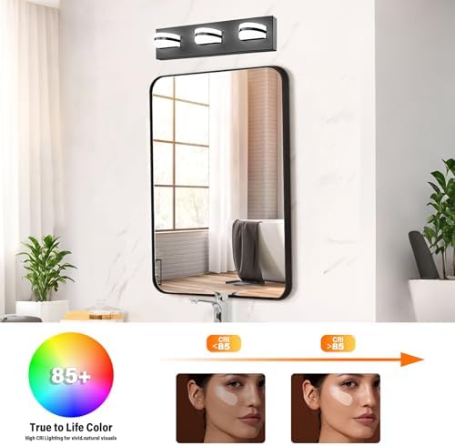 Rotatable 3-Light LED Bathroom Vanity Light, Black
