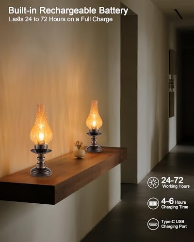 UMEXUS Vintage Rechargeable Cordless Table Lamp, Small