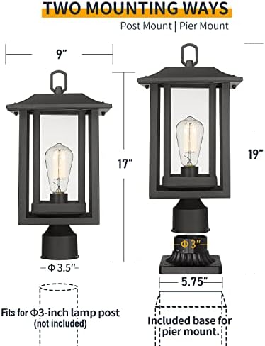 Beionxii A197P-2PK 110-120V Outdoor Post Lights