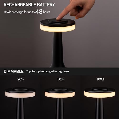 O'Bright Dome Cordless Rechargeable LED Table Lamp, Matte Black