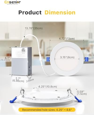 Ensenior 12 Pack 4 Inch LED Recessed Ceiling Light