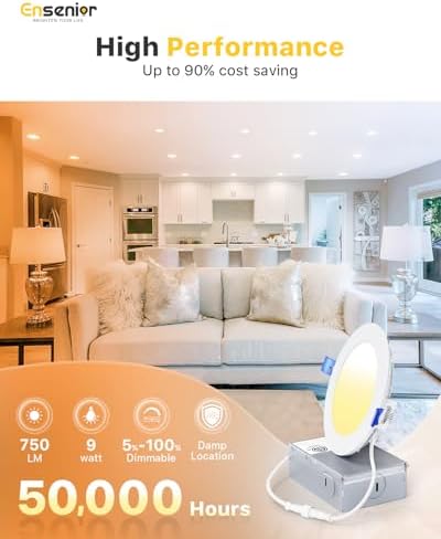 Ensenior 12 Pack 4 Inch LED Recessed Ceiling Light