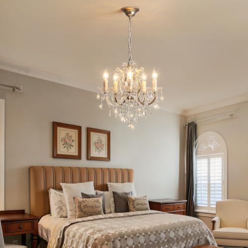 17" Brushed Nickel 5-Light Crystal Chandelier