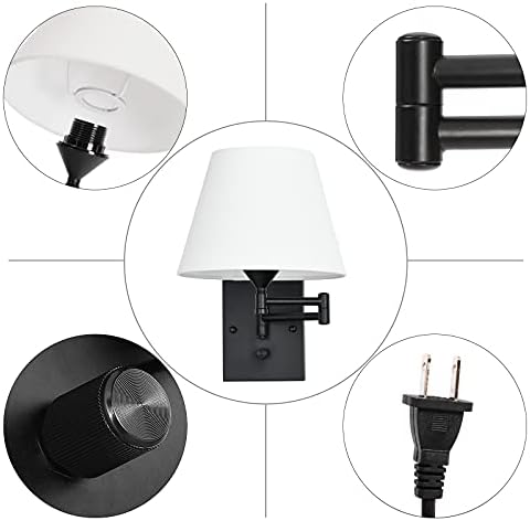 Pauwer Plug-in Swing Arm Wall Sconces, Set of 2