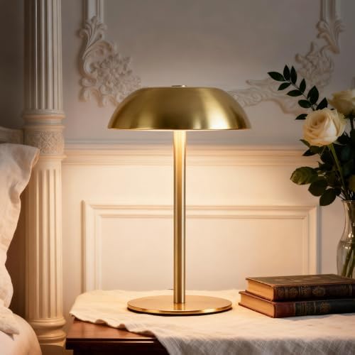 Small Rechargeable Cordless LED Table Lamp, Gold