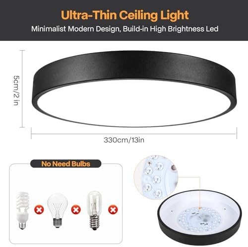 13" Matte Black Flush Mount Ceiling Light
