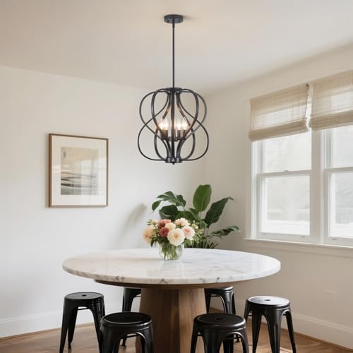 18.5 Inch 5-Light Black Chandelier