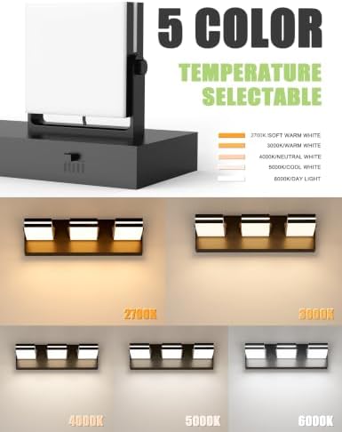 VOLISUN 3-Light 24-Inch LED Vanity Light, Black