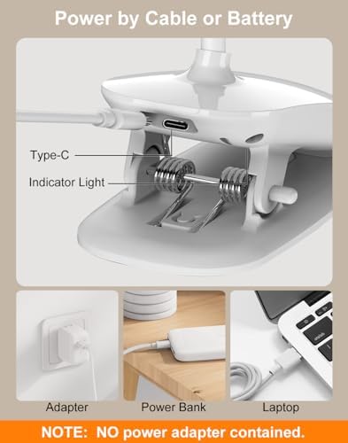 Desk Lamp with Clamp, 1500mAh, White