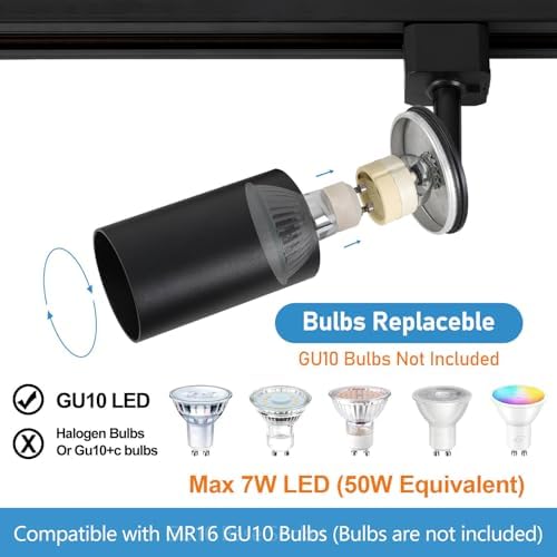 4-Light LED Track Lighting Kit, 3.3FT H Rails, Black