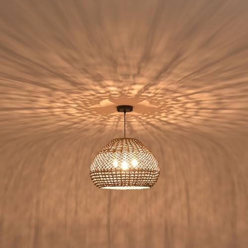 19.29” 3-Light Woven Rattan Pendant Light