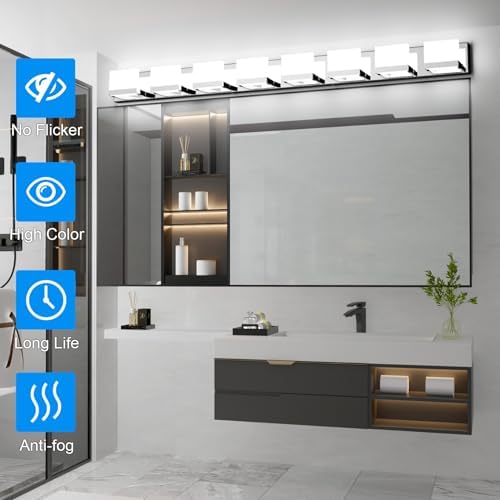 Tipace 8-Light LED Bathroom Vanity Light, Chrome