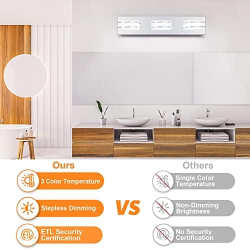 GOODATE Chrome 3-Light LED Vanity Light