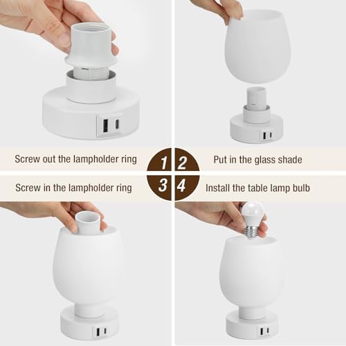 Seealle Small Touch Table Lamp, 3 Way Dimmable