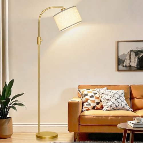 Nintiue Arc Floor Lamp, Dimmable, Gold