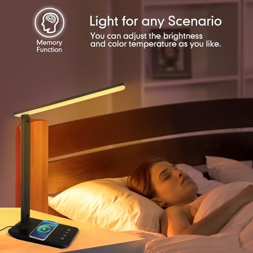 White crown LED Desk Lamp with 15W Wireless Charger & USB Port