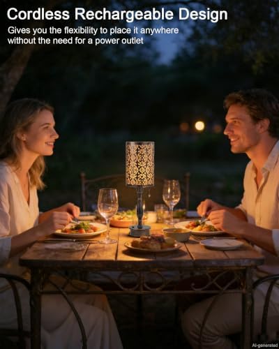 UMEXUS Cordless Rechargeable Table Lamp, Vintage Bronze