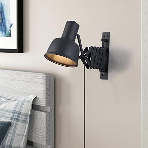 COSYLUX Industrial Plug-in Swing Arm Wall Sconce, Black