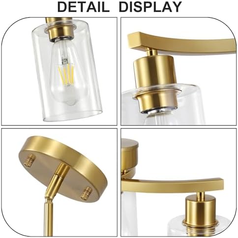 3-Light Brushed Gold Chandelier with Clear Glass Shade