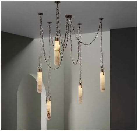 Industrial Marble Iron Chain Hanging Lamps
