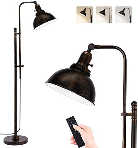 PARTPHONER Industrial Floor Lamp, Adjustable, Aged Black