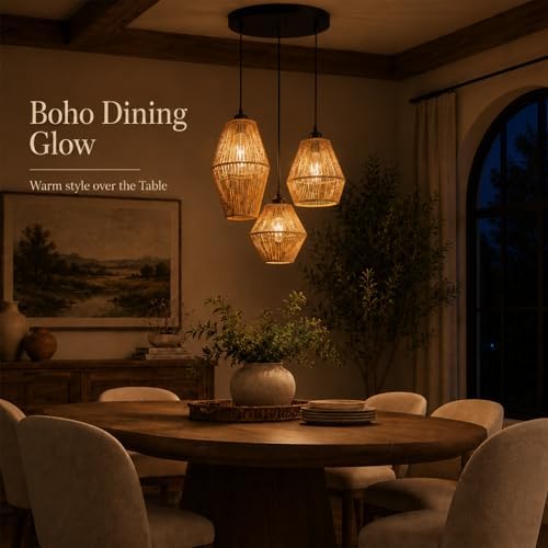 3-Light Hand-Woven Rattan Pendant Light