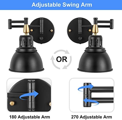 TRLIFE Dimmable Plug-in Swing Arm Wall Sconces, 2 Pack
