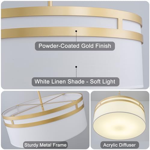 20" Gold 5-Light Drum Chandelier