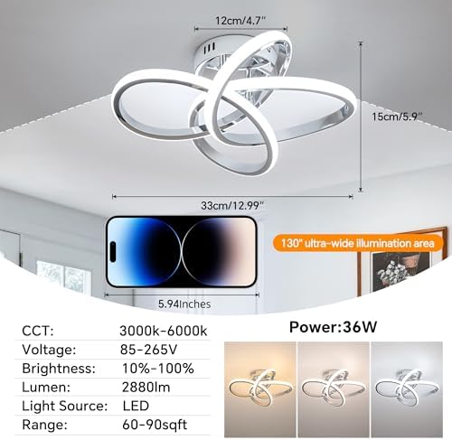 Modern 36W LED Ceiling Light with Remote Control