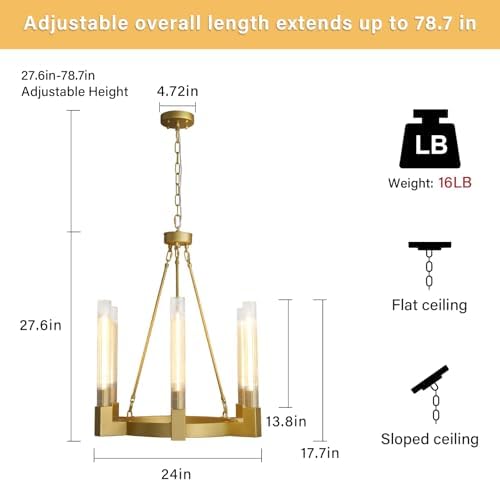 23.6 Inch 6-Light Wagon Wheel Chandelier