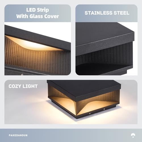 Outdoor Post Lights Hard Wired, 11.81" Glass Column Lights