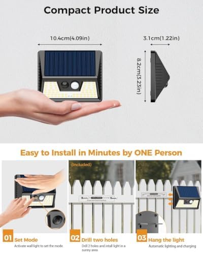 vighep 12-Pack Solar Fence Lights, Motion Sensor, Black