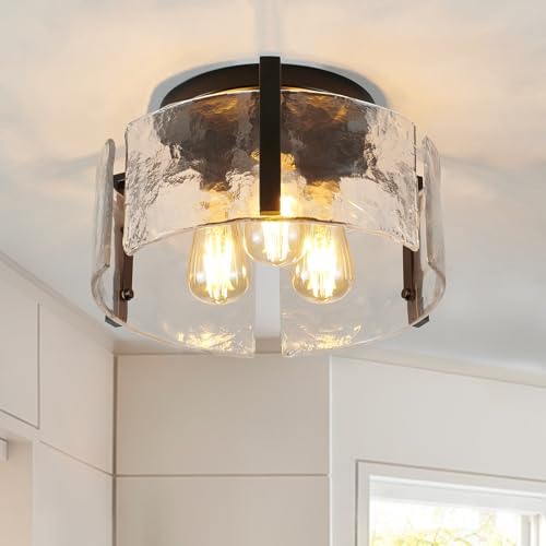 Black 3-Light Semi Flush Mount Ceiling Light Fixture