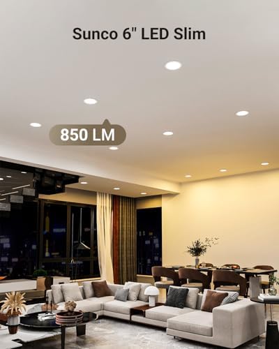Sunco 2 Pack 6 Inch Canless LED Recessed Light