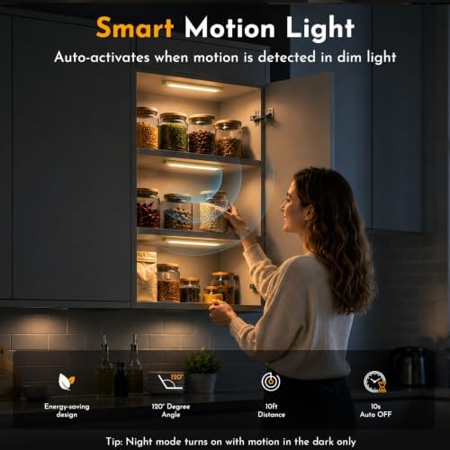 V4light Rechargeable Motion Sensor Cabinet Light, 6Pcs, 9in