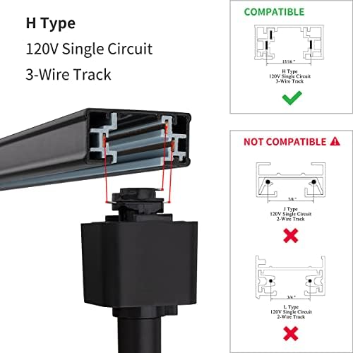 mirrea 6 Pack H Type LED Track Lighting Heads, Black