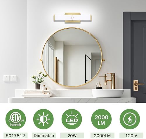 16 Inch 20W Gold Bathroom Vanity Light