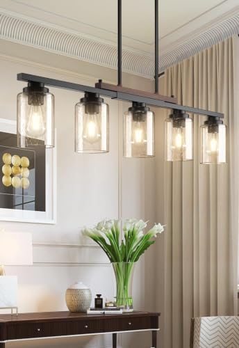 Amico 5-Light Dining Room Chandelier, Seeded Glass