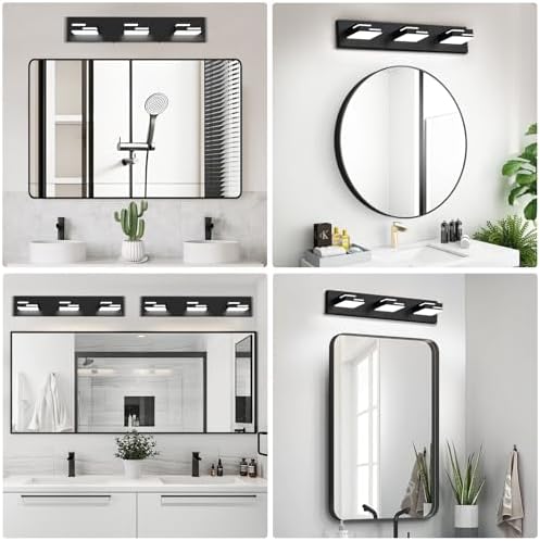 22-inch Matte Black 3-Light LED Vanity Light