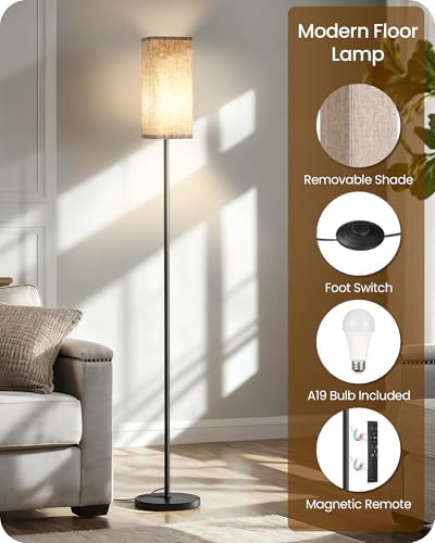 64.2" Dimmable Floor Lamp with Remote and Foot Switch