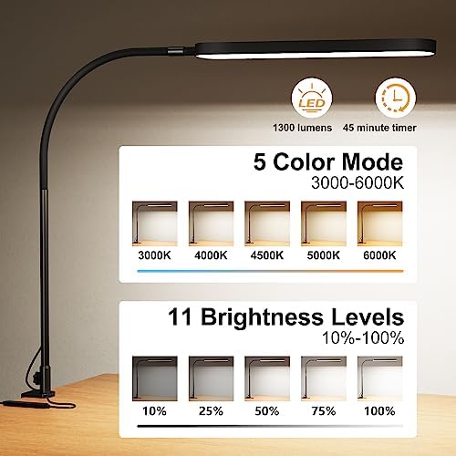SKYLEO LED Desk Lamp, 33.5" Tall, 5 Color Modes