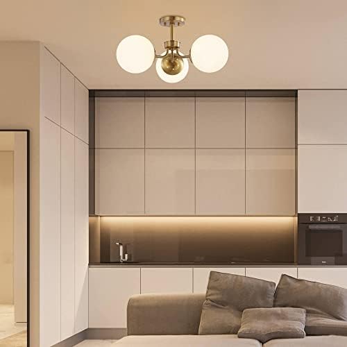 JONATHAN Y Olivier 3-Light Semi Flush Mount 23.5" Metal, Brass Gold