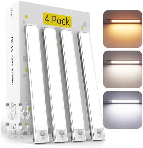 DAYBETTER 12inch Under Cabinet Lights, 4 Pack Motion Sensor