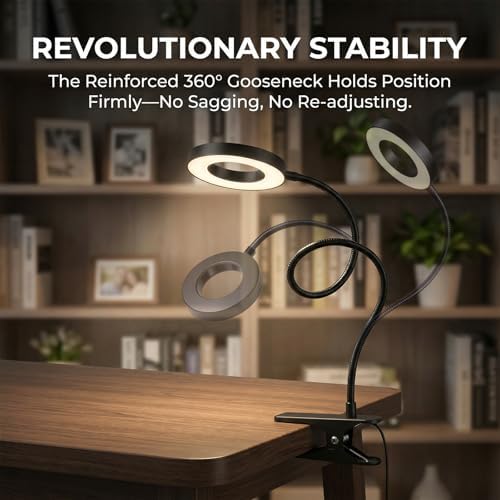 Flexible Gooseneck LED Clip-On Book Light with Clamp
