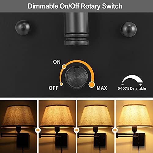 TRLIFE Dimmable Plug-in Swing Arm Wall Sconces, 2 Pack