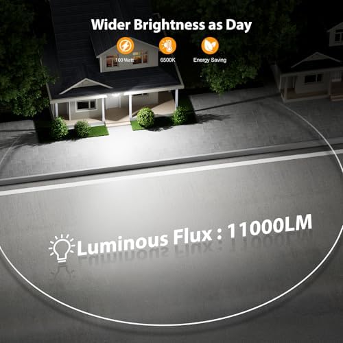 Onforu 100W 11000LM LED Flood Light, 3 Adjustable Heads