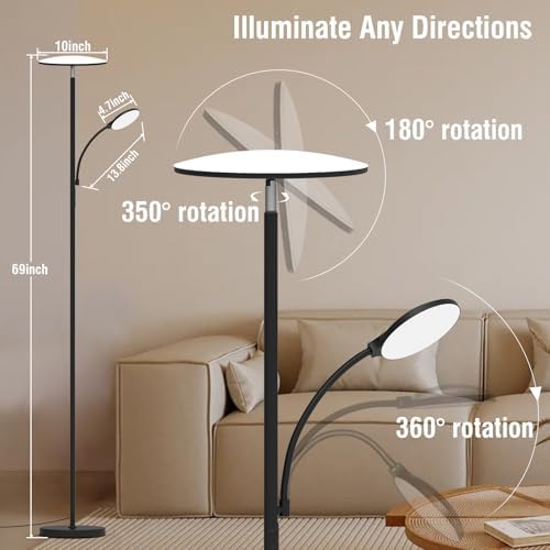 42W 4500LM LED Floor Lamp with Reading Light