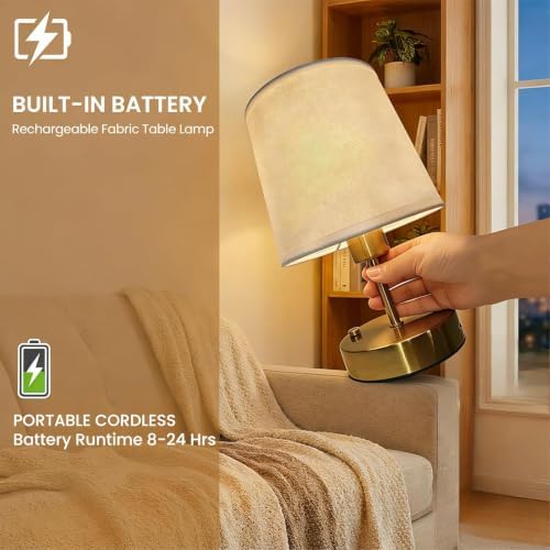 Gold Portable Cordless Rechargeable Table Lamp