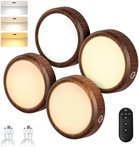Puck Lights with Remote Control Rechargeable, Full-Screen Wireless LED