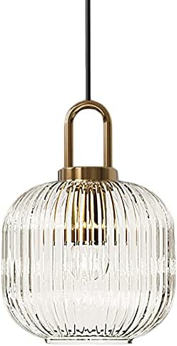 Industrial Vintage Ribbed Glass Pendant Light, Bronze Finish
